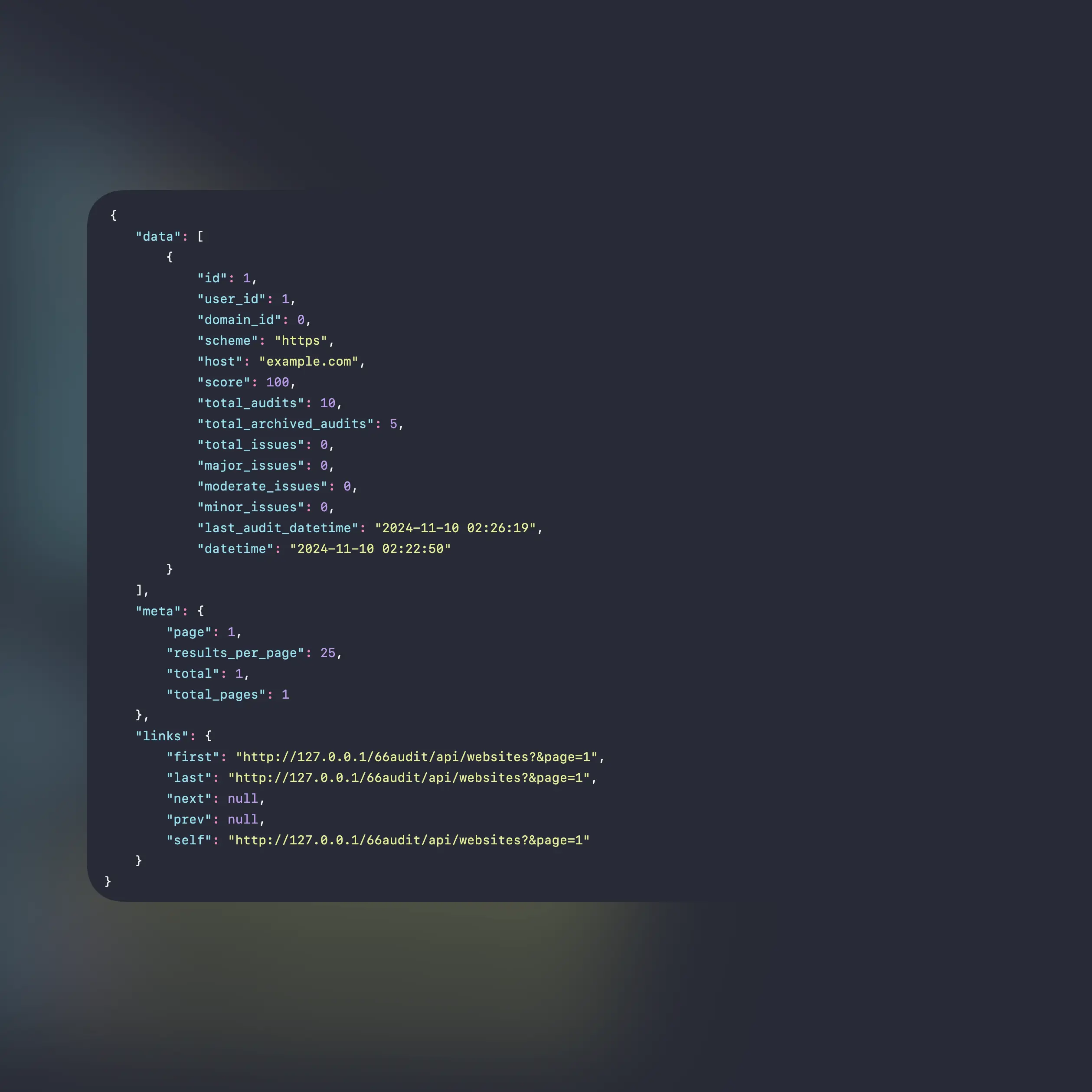 Screenshot della funzionalità degli endpoint API dell'app