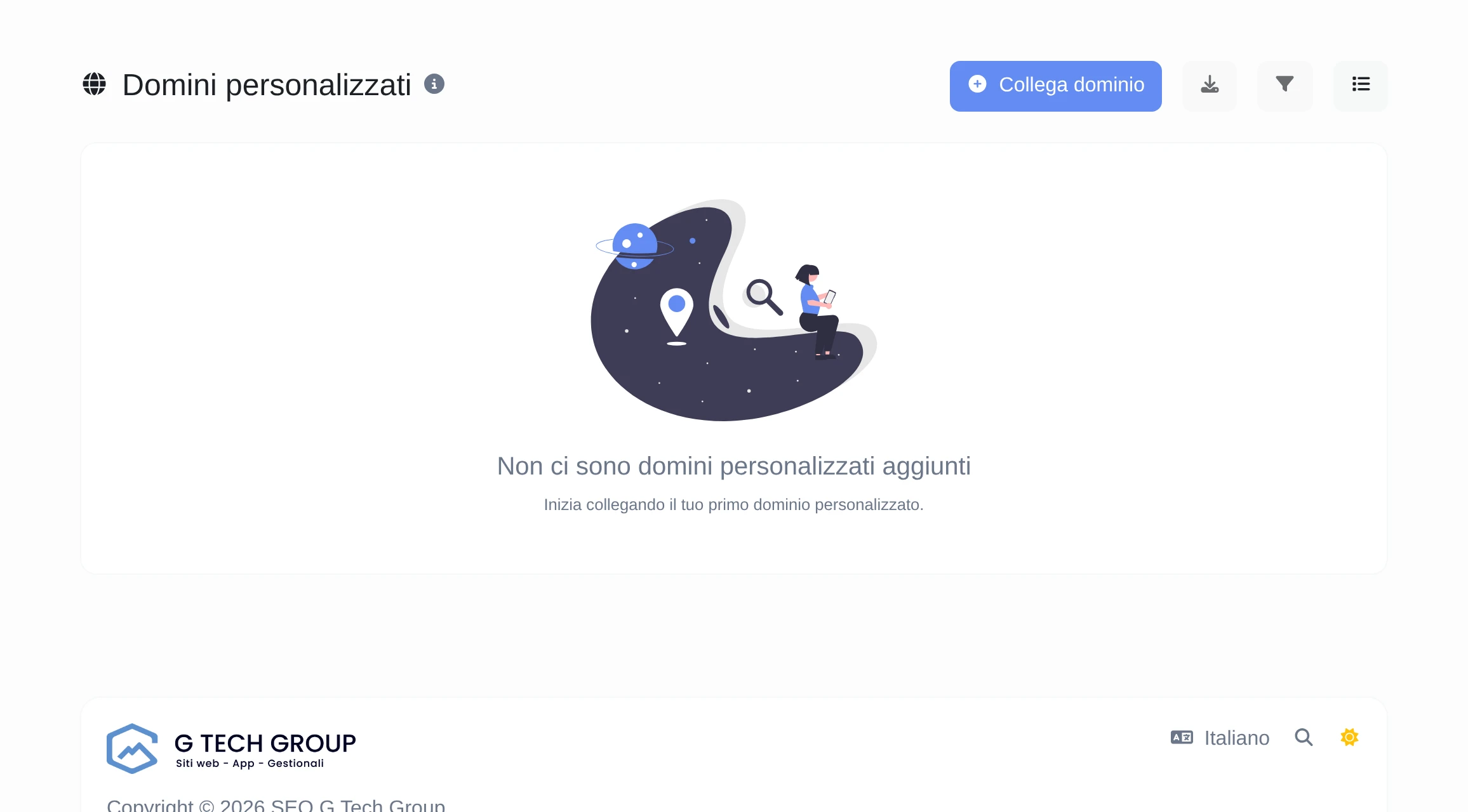 Screenshot della funzione domini personalizzati dell'app per audit